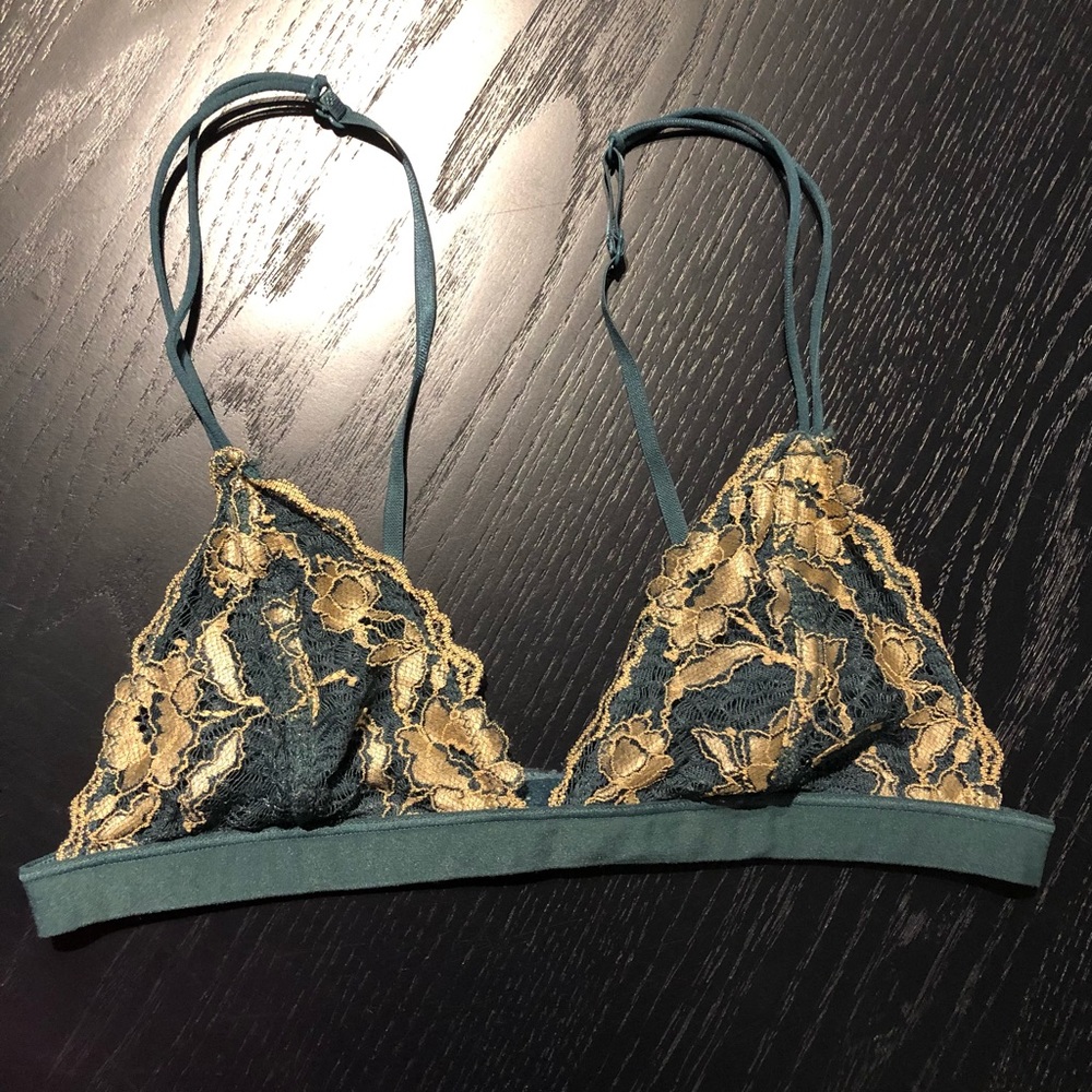 Urban Outfitters Green Gold Lace Bralette Womens Small Going Out Date Night